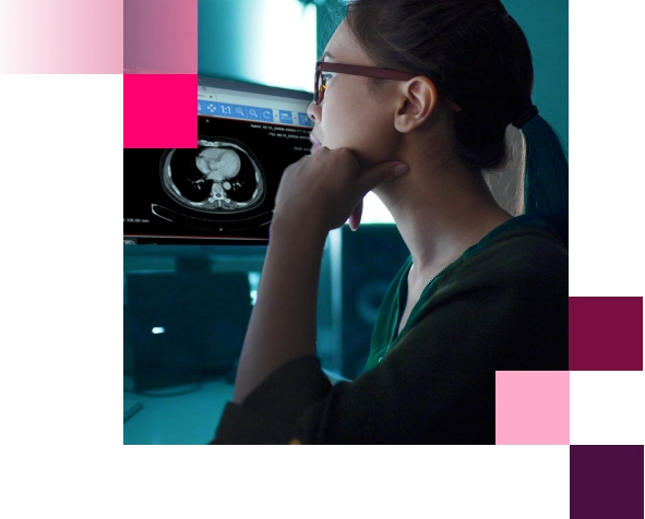 Woman watching Clario Imaging physiology screens