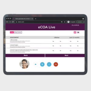 eCOA live tablet screen