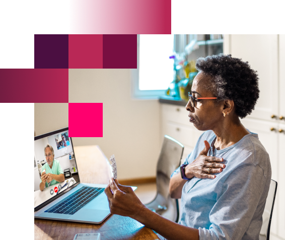 Woman on a video call with a medical professional